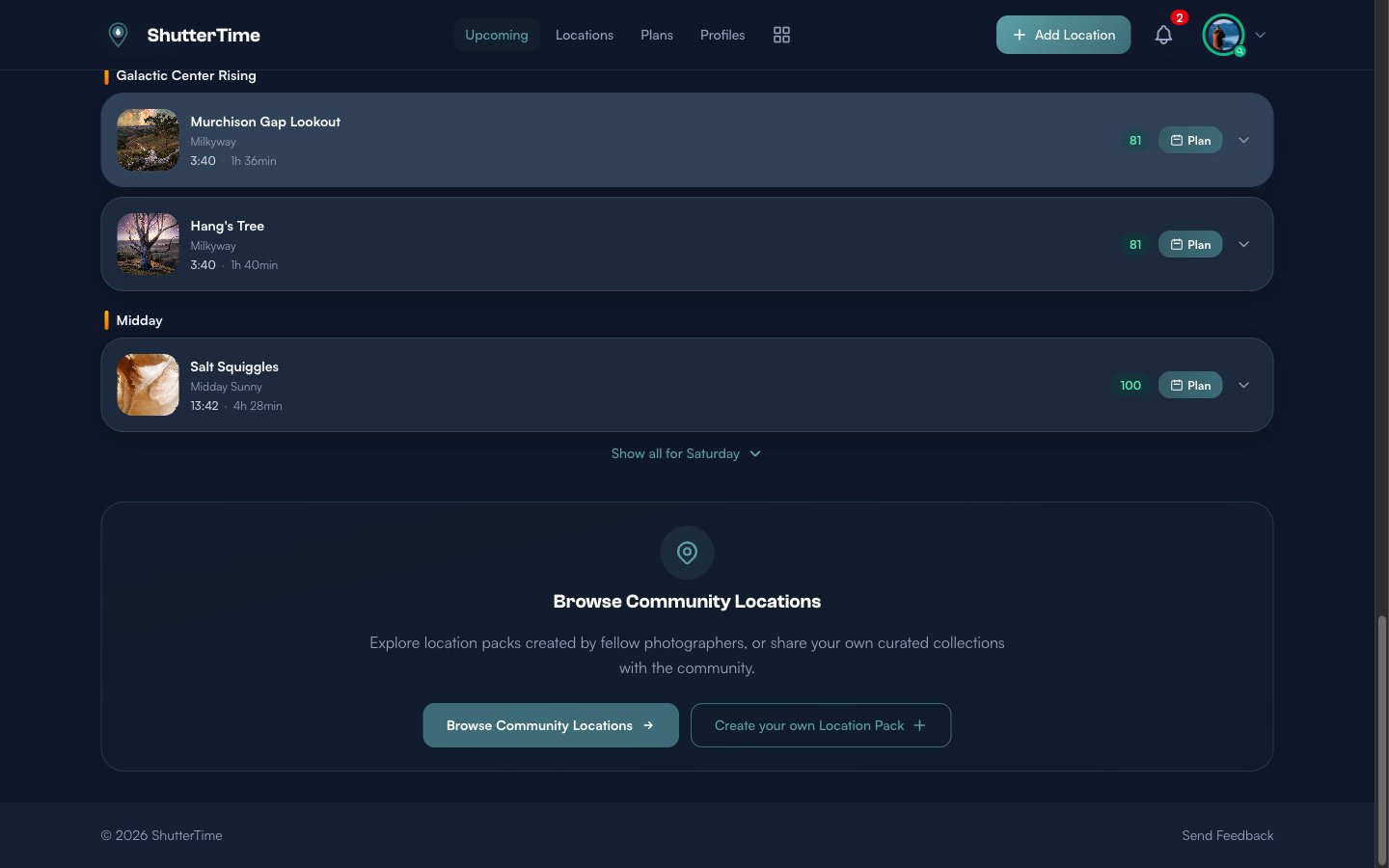 The Browse Community Locations banner at the bottom of the dashboard with buttons to Browse Community Locations and Create your own Location Pack